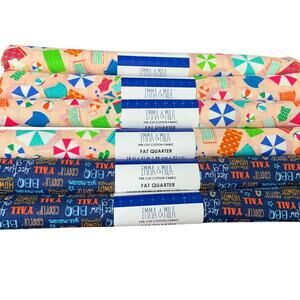 6 New Emma & Mila 18X21 Summer Beach Cowboy Fat Quarters FQ Quilting Fabric